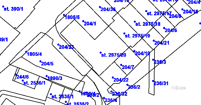 Parcela st. 2975/20 v KÚ Svitavy-předměstí, Katastrální mapa
