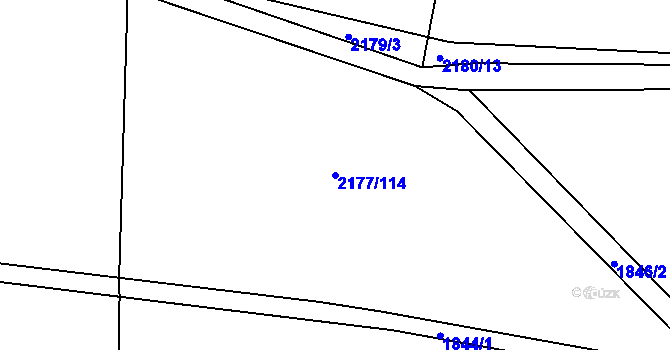 Parcela st. 2177/114 v KÚ Svitavy-předměstí, Katastrální mapa