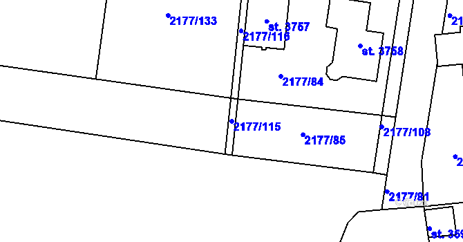 Parcela st. 2177/115 v KÚ Svitavy-předměstí, Katastrální mapa