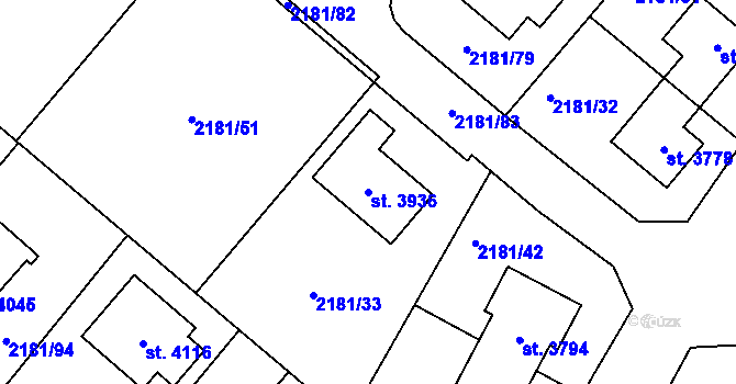 Parcela st. 3936 v KÚ Svitavy-předměstí, Katastrální mapa