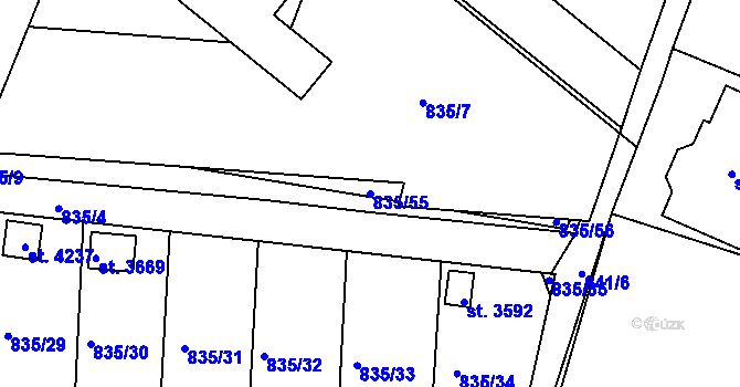 Parcela st. 835/55 v KÚ Svitavy-předměstí, Katastrální mapa
