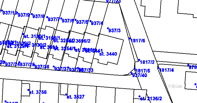 Parcela st. 3440 v KÚ Svitavy-předměstí, Katastrální mapa