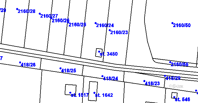 Parcela st. 3450 v KÚ Svitavy-předměstí, Katastrální mapa