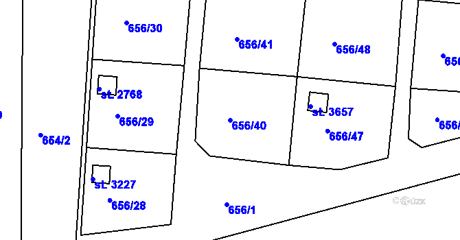 Parcela st. 656/40 v KÚ Svitavy-předměstí, Katastrální mapa