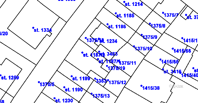 Parcela st. 3483 v KÚ Svitavy-předměstí, Katastrální mapa