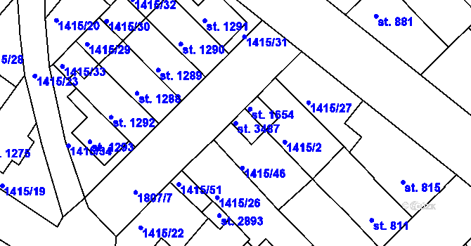 Parcela st. 3487 v KÚ Svitavy-předměstí, Katastrální mapa