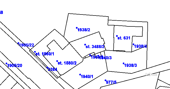 Parcela st. 3488/2 v KÚ Svitavy-předměstí, Katastrální mapa