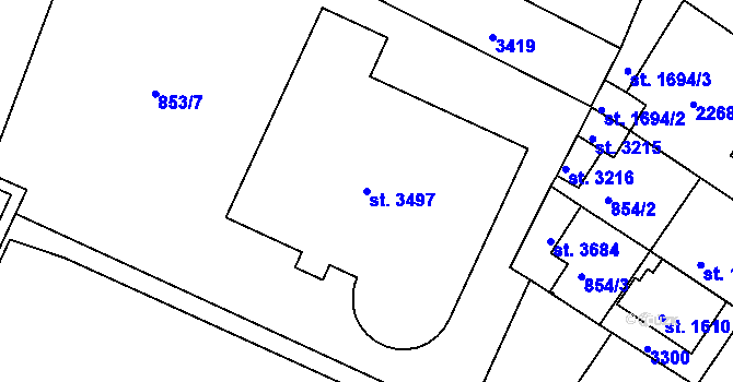 Parcela st. 3497 v KÚ Svitavy-předměstí, Katastrální mapa