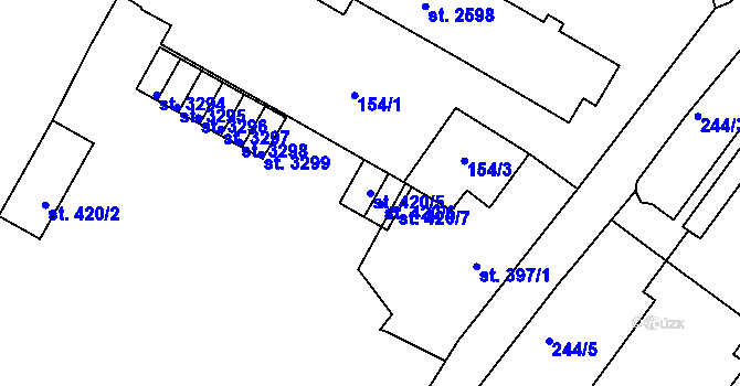 Parcela st. 420/5 v KÚ Svitavy-předměstí, Katastrální mapa