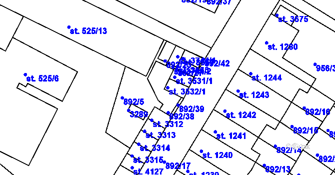 Parcela st. 3532/1 v KÚ Svitavy-předměstí, Katastrální mapa