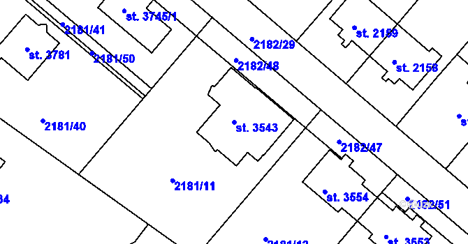 Parcela st. 3543 v KÚ Svitavy-předměstí, Katastrální mapa