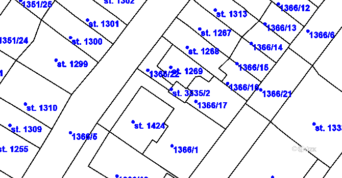 Parcela st. 3535/2 v KÚ Svitavy-předměstí, Katastrální mapa