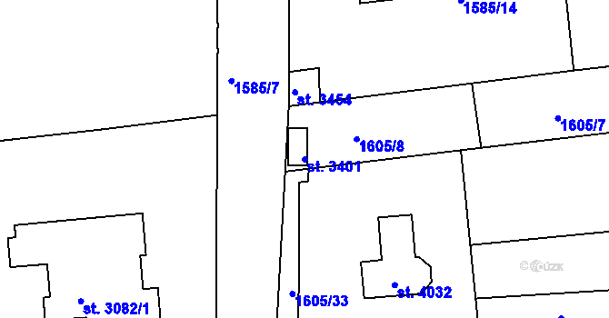 Parcela st. 3401 v KÚ Svitavy-předměstí, Katastrální mapa