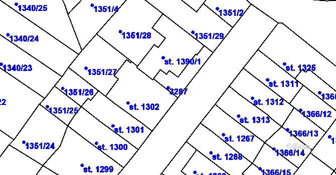 Parcela st. 3287 v KÚ Svitavy-předměstí, Katastrální mapa