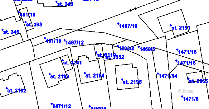 Parcela st. 3552 v KÚ Svitavy-předměstí, Katastrální mapa