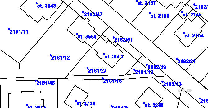 Parcela st. 3553 v KÚ Svitavy-předměstí, Katastrální mapa