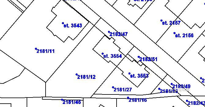 Parcela st. 3554 v KÚ Svitavy-předměstí, Katastrální mapa