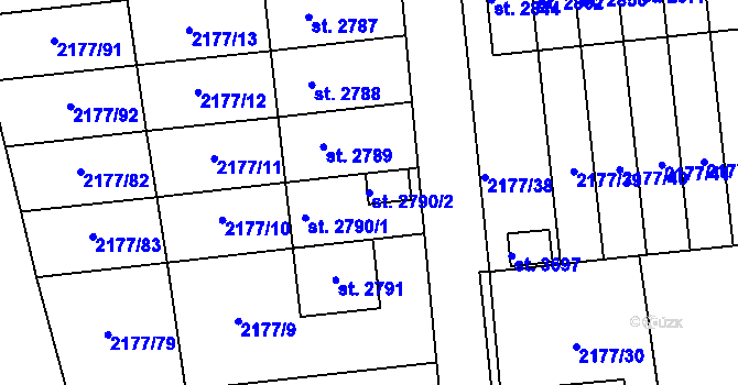 Parcela st. 2790/2 v KÚ Svitavy-předměstí, Katastrální mapa