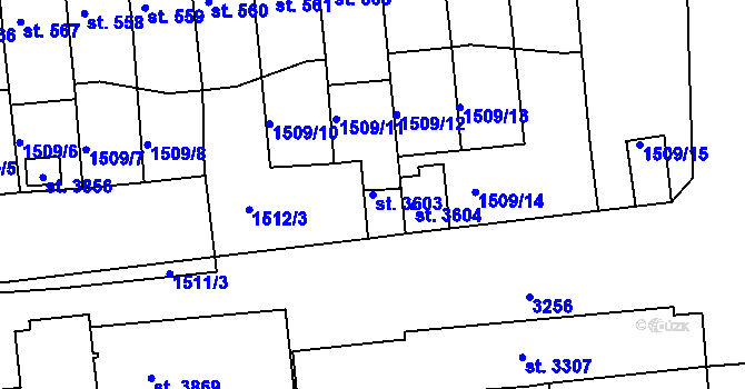 Parcela st. 3603 v KÚ Svitavy-předměstí, Katastrální mapa