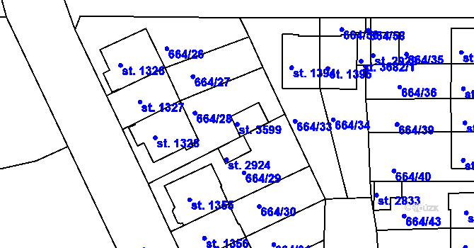Parcela st. 3599 v KÚ Svitavy-předměstí, Katastrální mapa