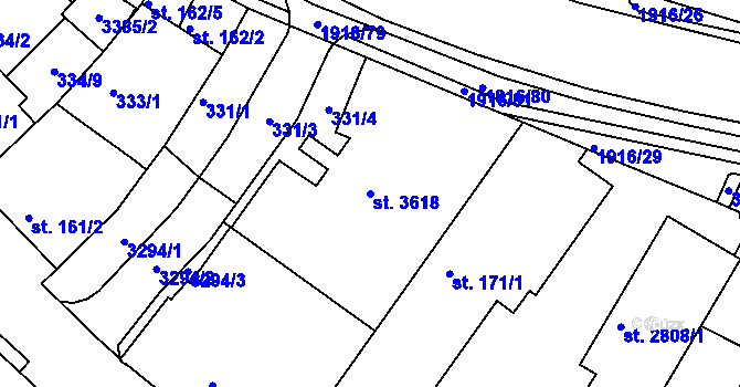 Parcela st. 3618 v KÚ Svitavy-předměstí, Katastrální mapa
