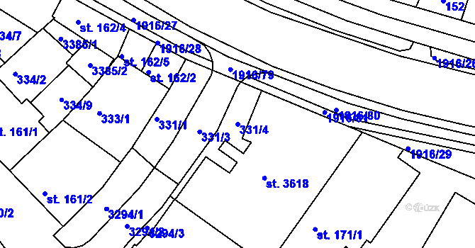 Parcela st. 331/4 v KÚ Svitavy-předměstí, Katastrální mapa