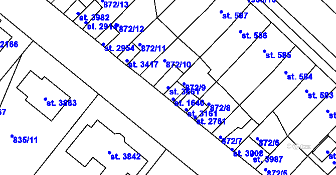 Parcela st. 3661 v KÚ Svitavy-předměstí, Katastrální mapa