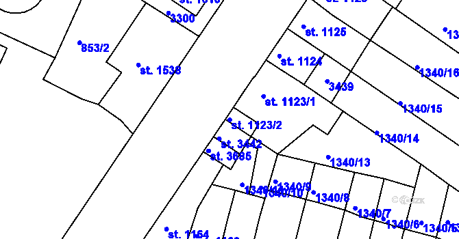 Parcela st. 1123/2 v KÚ Svitavy-předměstí, Katastrální mapa