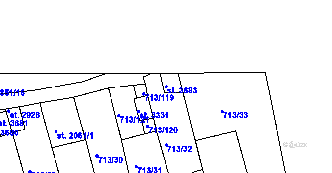 Parcela st. 3683 v KÚ Svitavy-předměstí, Katastrální mapa