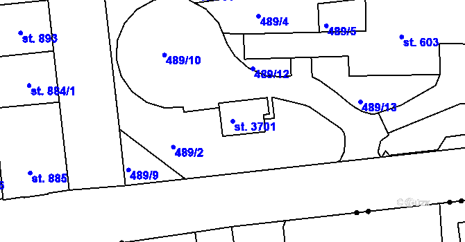 Parcela st. 3701 v KÚ Svitavy-předměstí, Katastrální mapa