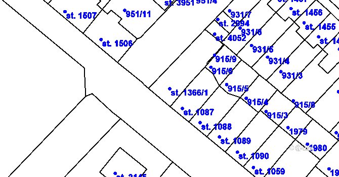 Parcela st. 1366/1 v KÚ Svitavy-předměstí, Katastrální mapa