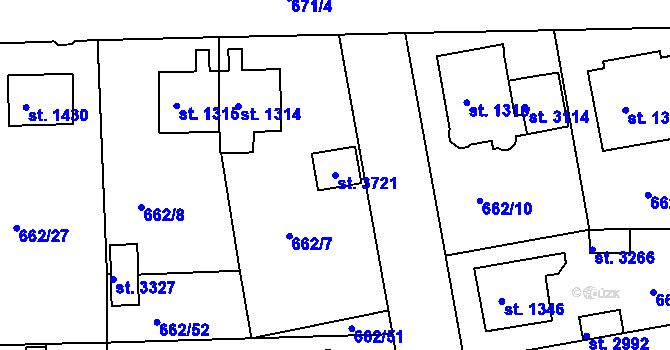 Parcela st. 3721 v KÚ Svitavy-předměstí, Katastrální mapa