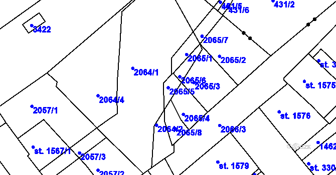 Parcela st. 2065/5 v KÚ Svitavy-předměstí, Katastrální mapa