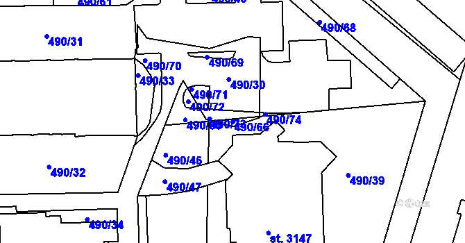 Parcela st. 490/66 v KÚ Svitavy-předměstí, Katastrální mapa