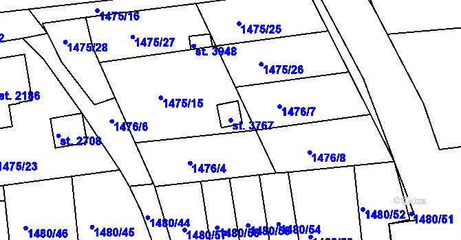 Parcela st. 3767 v KÚ Svitavy-předměstí, Katastrální mapa