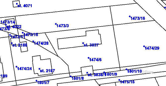 Parcela st. 3837 v KÚ Svitavy-předměstí, Katastrální mapa