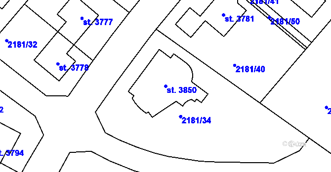Parcela st. 3850 v KÚ Svitavy-předměstí, Katastrální mapa