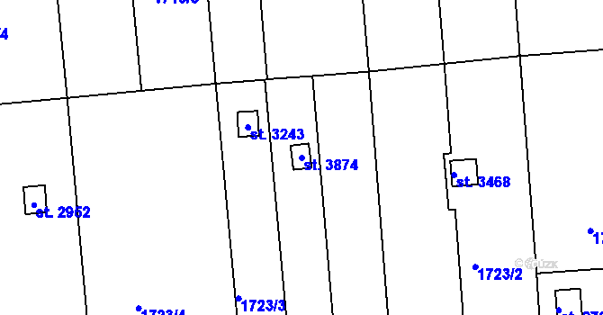 Parcela st. 3874 v KÚ Svitavy-předměstí, Katastrální mapa