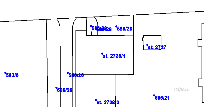 Parcela st. 2728/1 v KÚ Svitavy-předměstí, Katastrální mapa