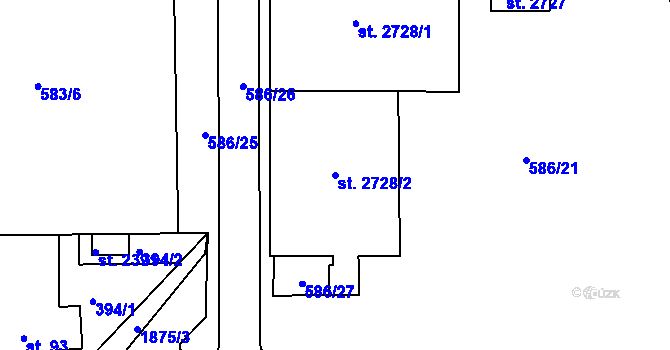 Parcela st. 2728/2 v KÚ Svitavy-předměstí, Katastrální mapa