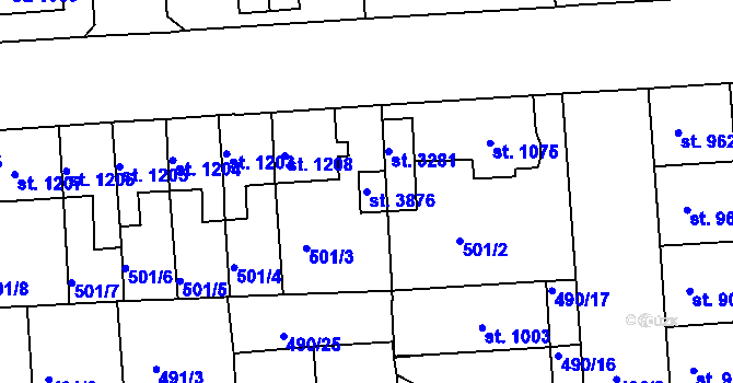 Parcela st. 3876 v KÚ Svitavy-předměstí, Katastrální mapa