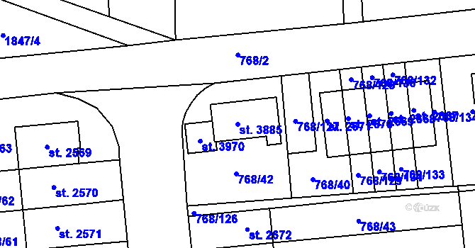 Parcela st. 3885 v KÚ Svitavy-předměstí, Katastrální mapa