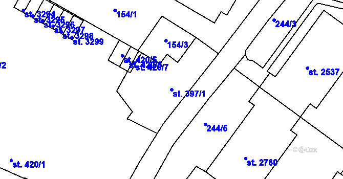 Parcela st. 397/1 v KÚ Svitavy-předměstí, Katastrální mapa