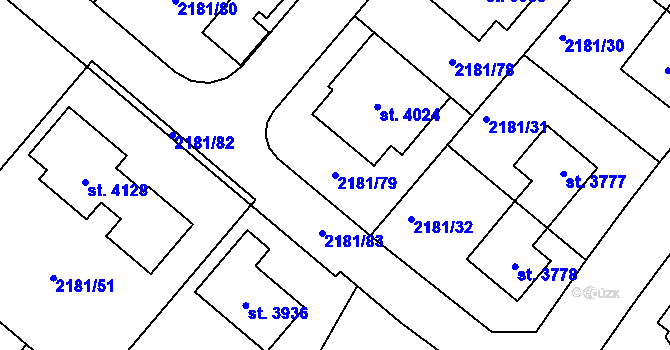Parcela st. 2181/79 v KÚ Svitavy-předměstí, Katastrální mapa