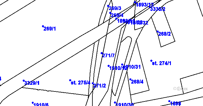 Parcela st. 271/7 v KÚ Svitavy-předměstí, Katastrální mapa
