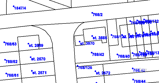 Parcela st. 3970 v KÚ Svitavy-předměstí, Katastrální mapa