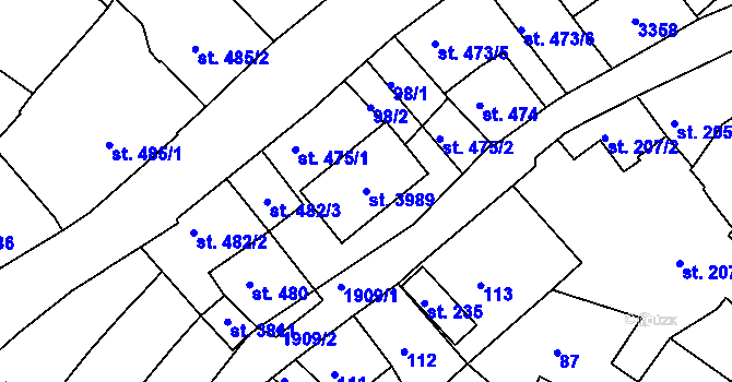 Parcela st. 3989 v KÚ Svitavy-předměstí, Katastrální mapa