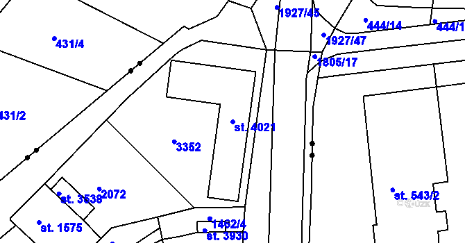 Parcela st. 4021 v KÚ Svitavy-předměstí, Katastrální mapa