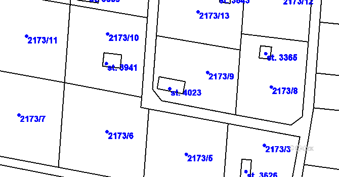 Parcela st. 4023 v KÚ Svitavy-předměstí, Katastrální mapa