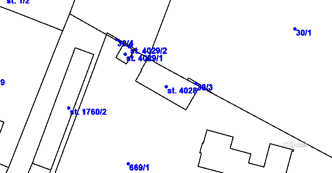 Parcela st. 4028 v KÚ Svitavy-předměstí, Katastrální mapa